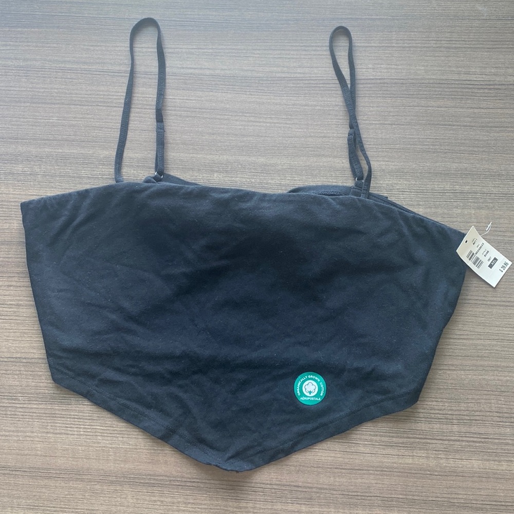 v-shaped cropped tank with bow-tie on the back